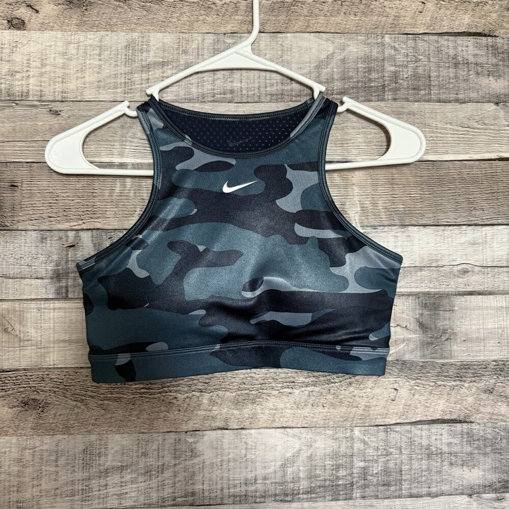 Nike Dri-FIT Swoosh DD1199-493 Women's Ashen Slate/Midnight Navy Sports Bra S